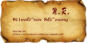 Milovánov Rázsony névjegykártya